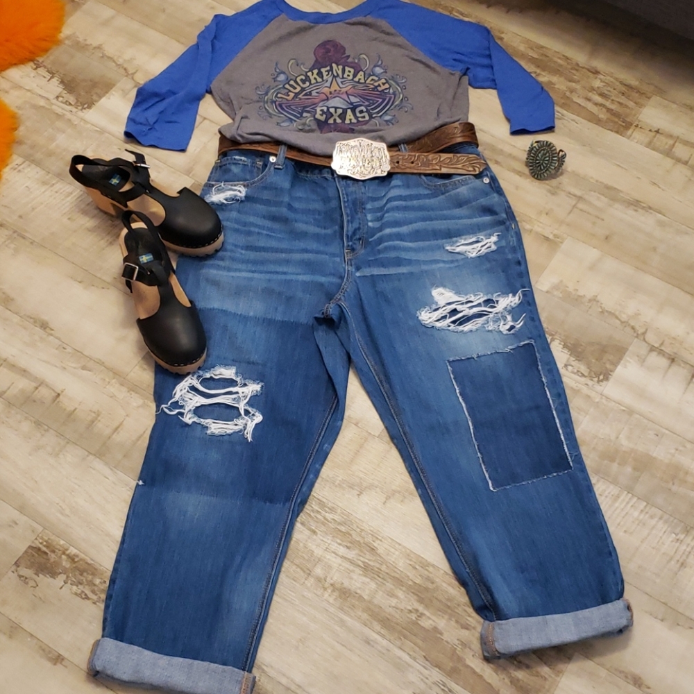 American Eagle Tomgirl Patchwork Jeans